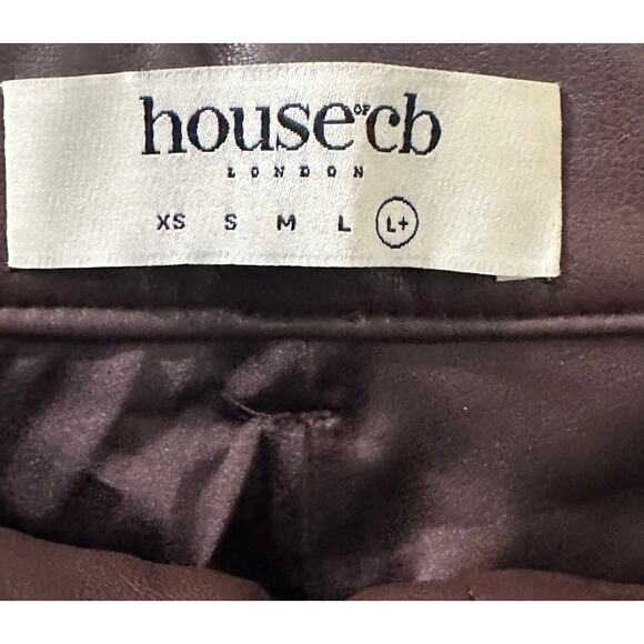 House of CB London Inaya Stretch Dark Brown Soft Vegan Leather Trousers, L NWOT - Picture 3 of 11